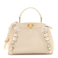Fendi Nappa Rosebud Mini Peekaboo Iconic Satchel Bianco