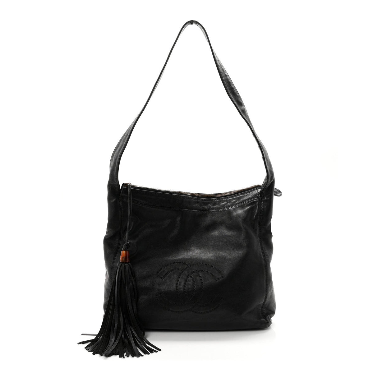 Chanel Lambskin CC Tassel Shoulder Bag Black