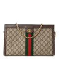 Gucci GG Supreme Monogram Web Medium Ophidia Chain Shoulder Bag Brown