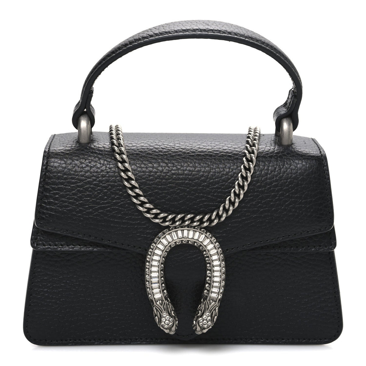 Gucci Dollar Calfskin Crystal Mini Dionysus Top Handle Bag Black Crystal