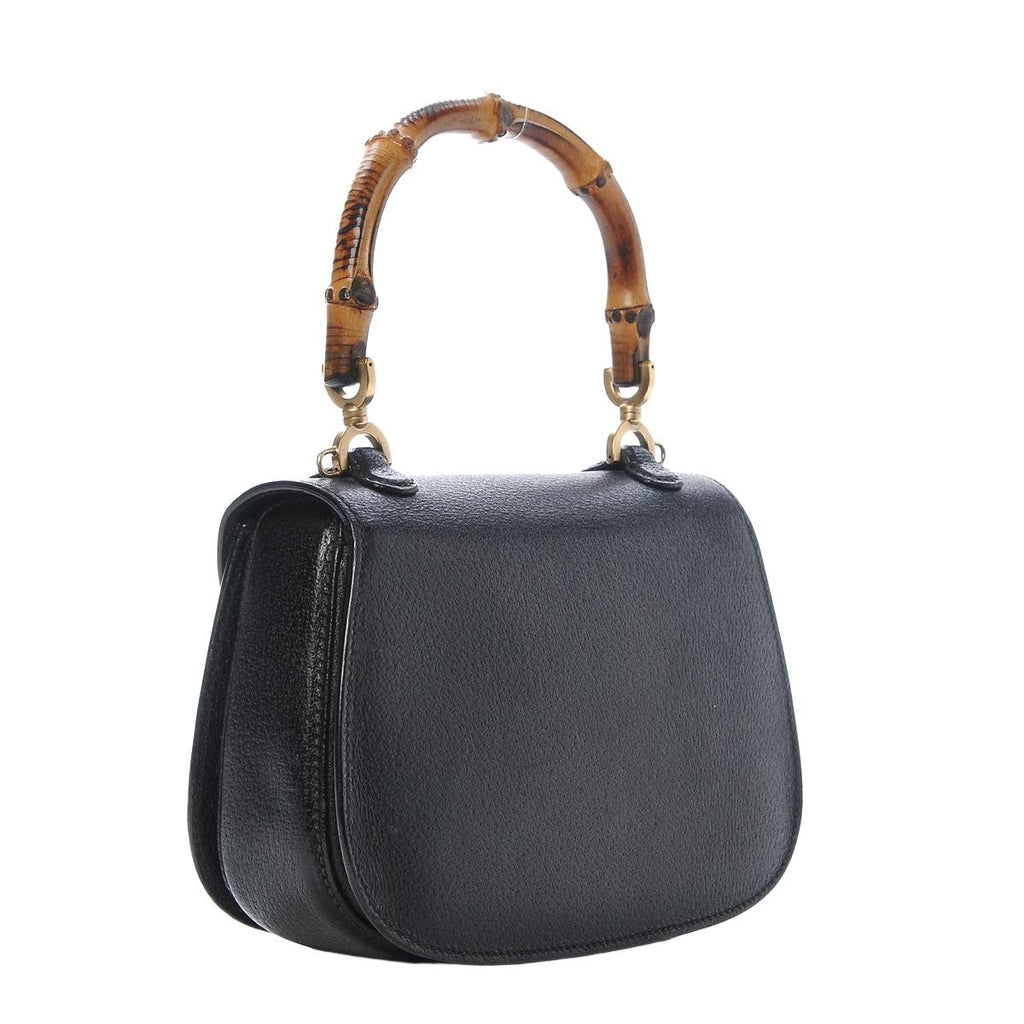 Gucci Bamboo 1947 Small top handle bag black back view
