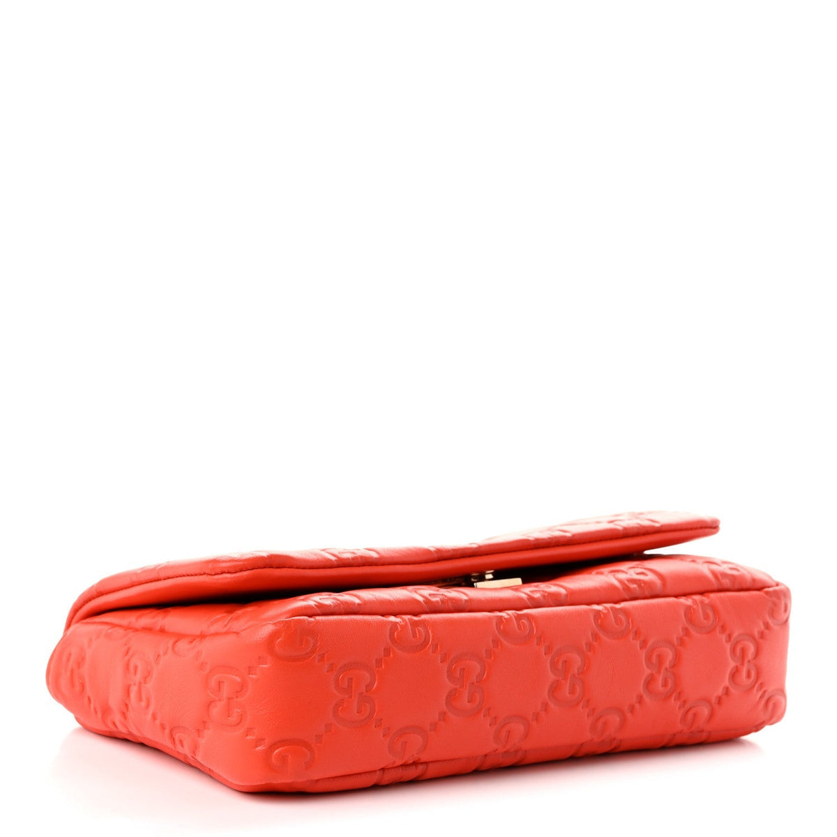 Gucci Lambskin Embossed Mini GG Milano Top Handle Shoulder Bag Orange