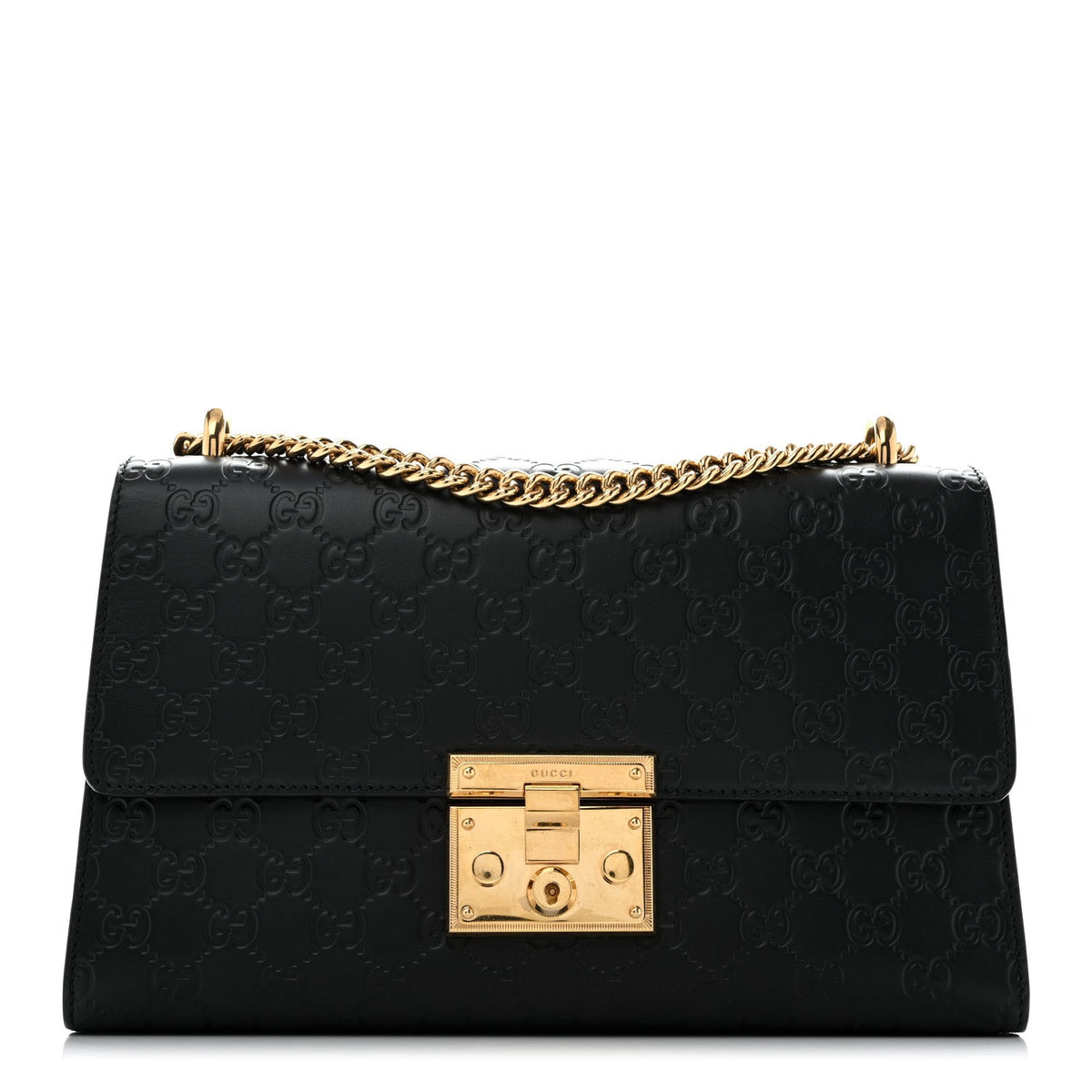 Gucci Guccissima Medium Padlock Shoulder Bag Black