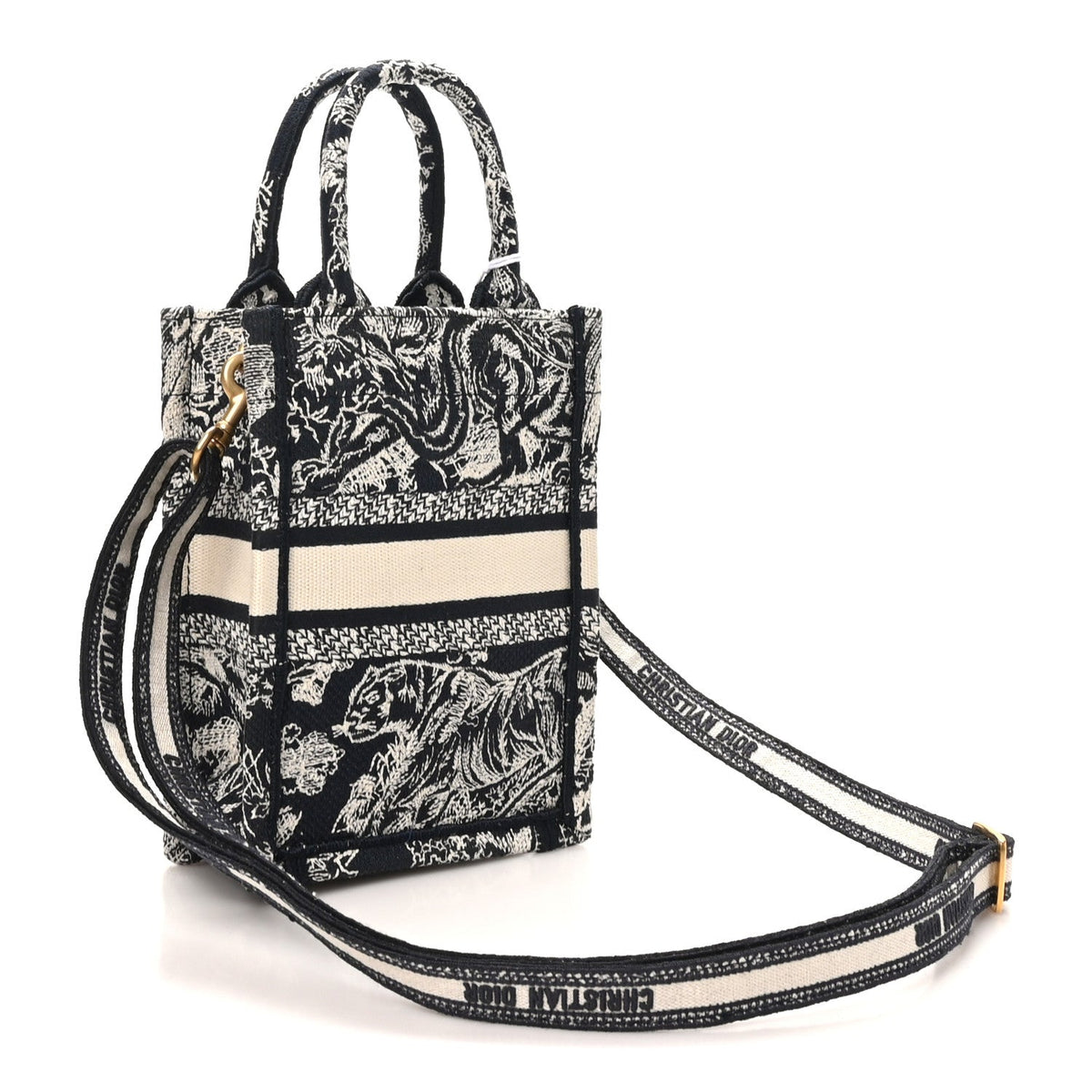 Dior Toile de Jouy Mini Book Tote Phone Bag Blue side view