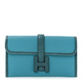 Hermès Swift Lizard Jige Elan Touch Duo Clutch Bleu Paon Mykonos