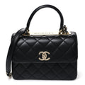 Chanel Lambskin Quilted Mini Trendy CC Dual Handle Flap Bag Black