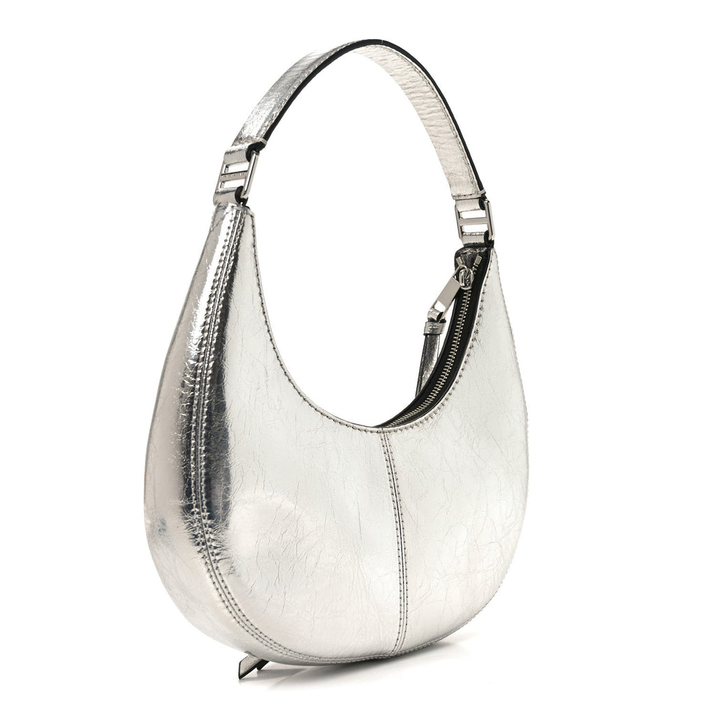 Marc Jacobs Crinkled Calfskin Cruiser Crescent Bag Silver