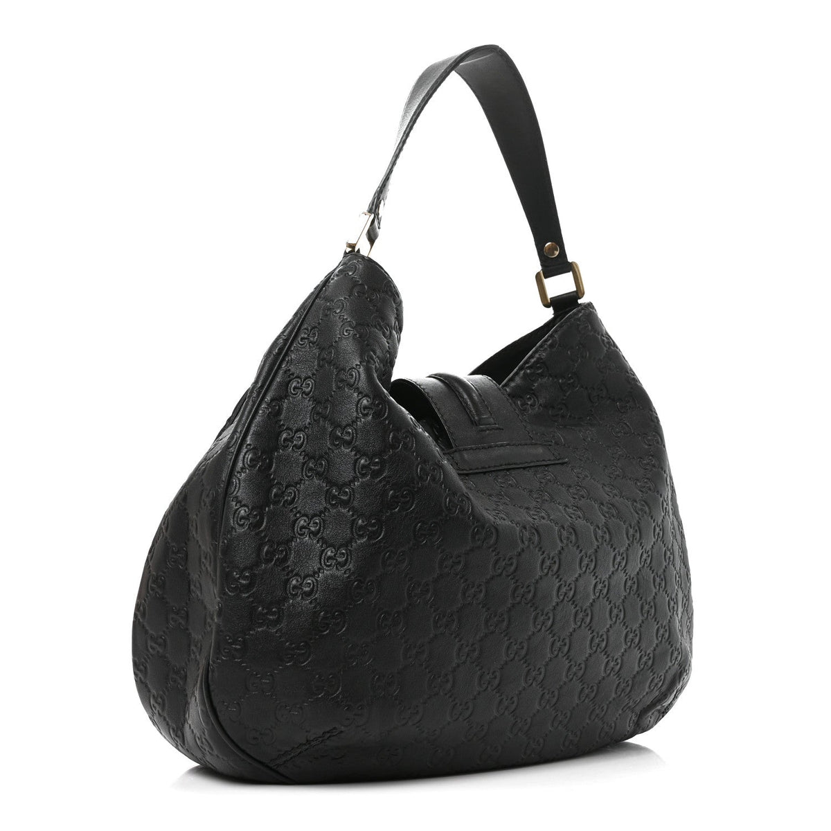 Gucci Guccissima Large New Ladies Web Hobo Black Black