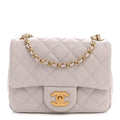 Chanel Lambskin Quilted CC Pearl Crush Mini Flap Light Purple