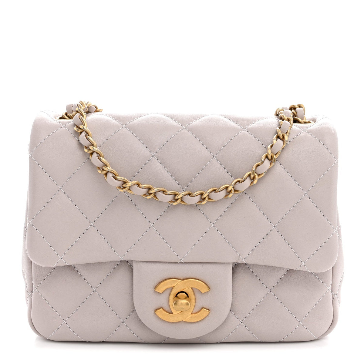 Chanel Lambskin Quilted CC Pearl Crush Mini Flap Light Purple
