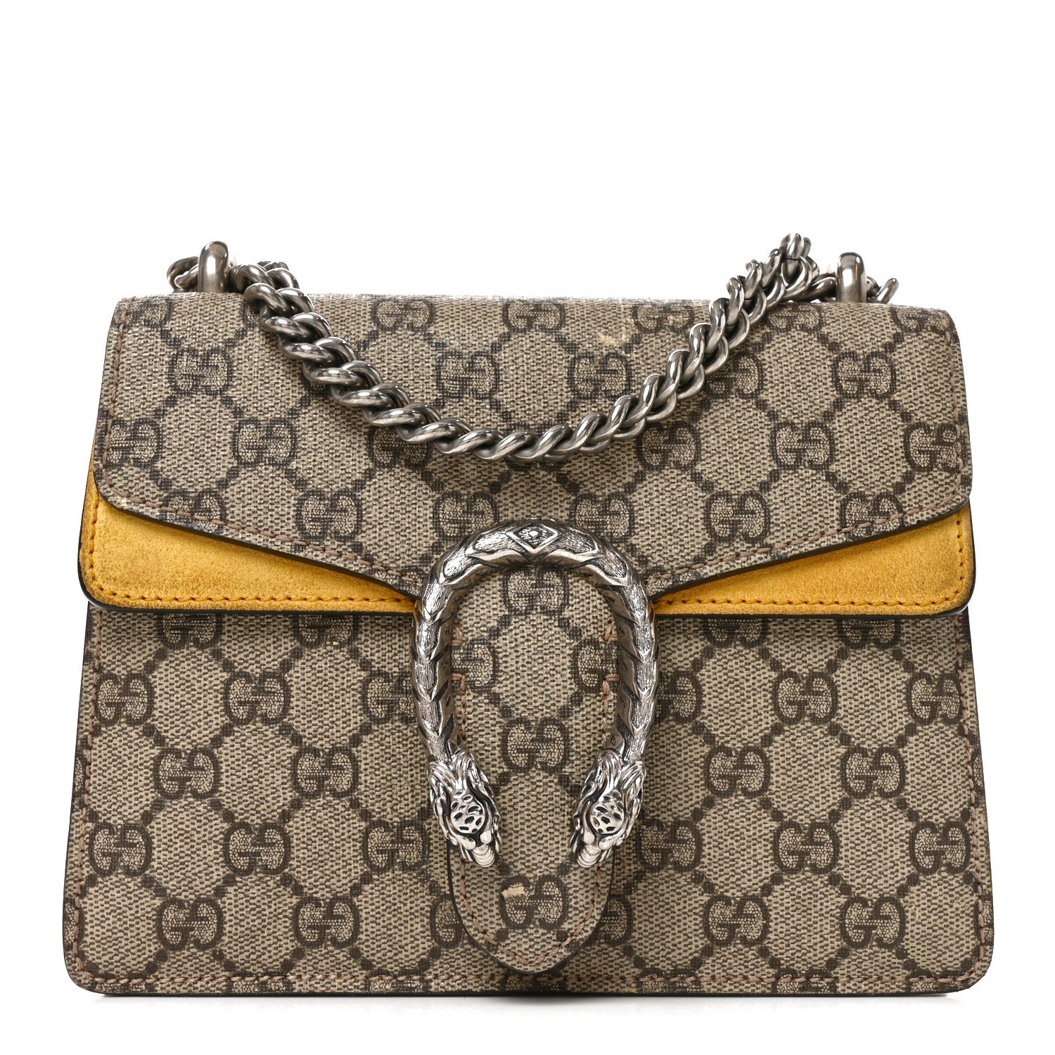 Gucci GG Supreme Monogram Mini Dionysus Shoulder Bag Yellow