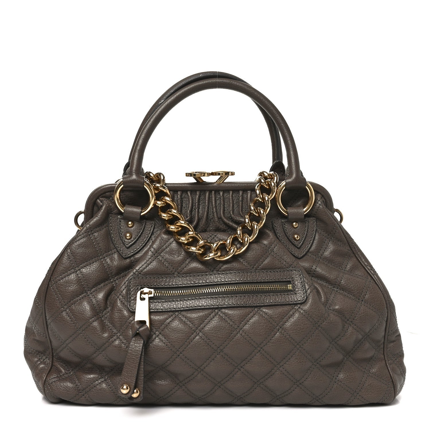 Marc Jacobs Calfskin Quilted Stam Brown