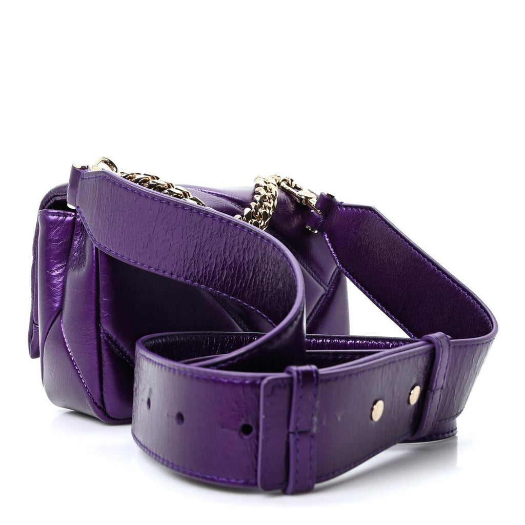 BVLGARI SERPENTI CABOCHON MINI CROSSBODY BAG IN PURPLE METALLIC CALFSKIN