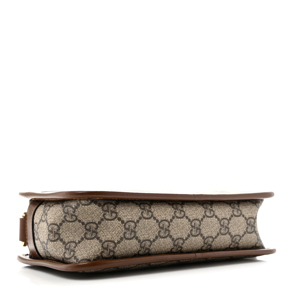 Gucci GG Supreme Monogram Azalea Calfskin Mini Retro Interlocking G Shoulder Bag Beige Ebony Brown Sugar