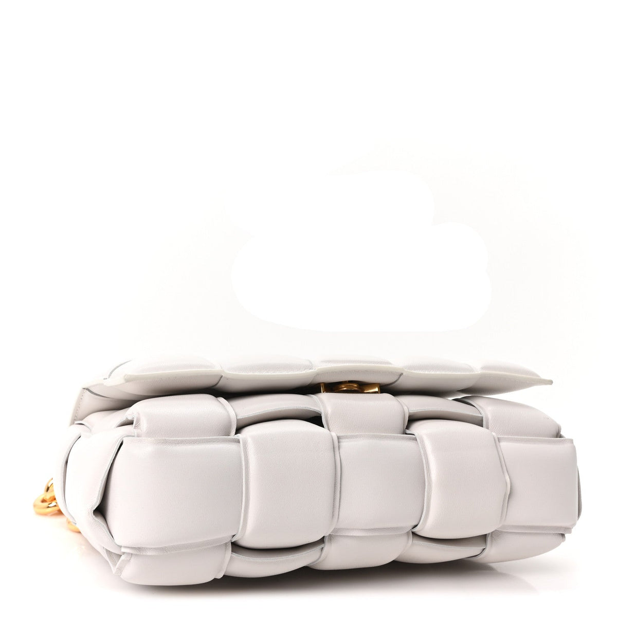 Bottega Veneta Lambskin Maxi Intreccio Padded Chain Cassette Crossbody Bag White