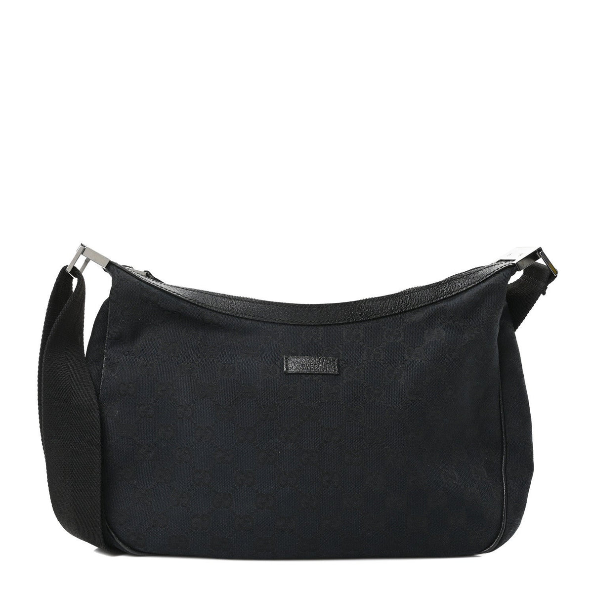 Gucci Monogram Medium Half Moon Hobo Black