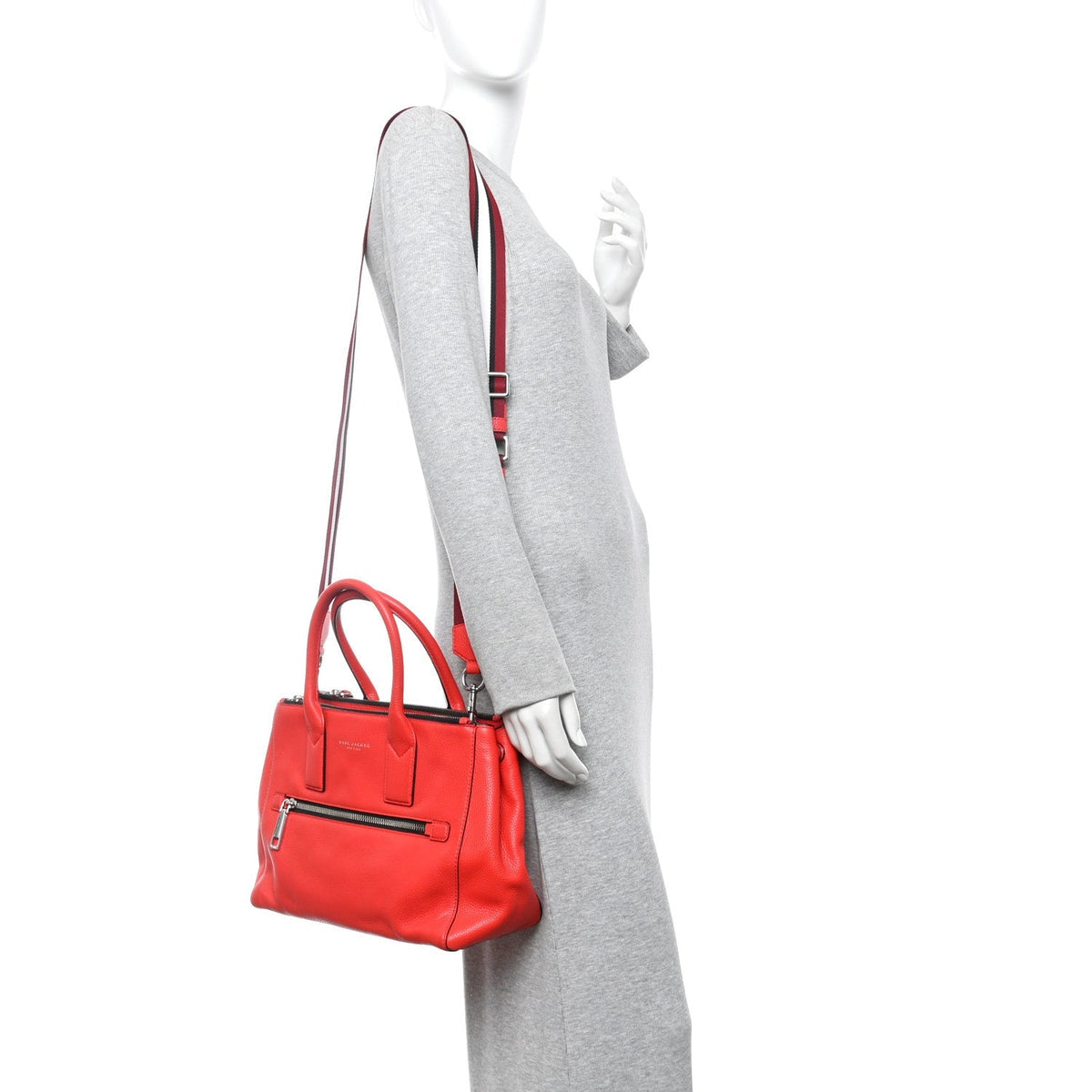 Marc Jacobs Pebbled Calfskin Gotham Bauletto Satchel Red