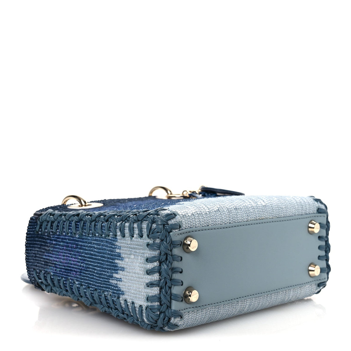 Dior Calfskin Sequin Gradient Stitched Small Lady Dior Blue