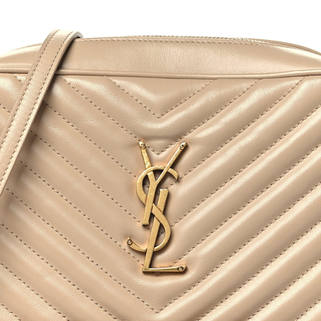 Saint Laurent Calfskin Matelasse Monogram Lou Camera Bag Dark Beige Dark Beige