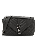 Saint Laurent Sheepskin Tri-Quilt Monogram Medium College Bag Coal