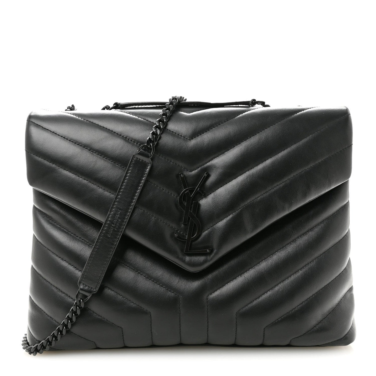 Saint Laurent Medium Loulou Chain Satchel Black front view