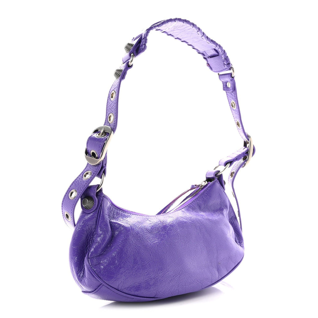 Balenciaga Agneau Arena Le Cagole Shoulder Bag XS Purple