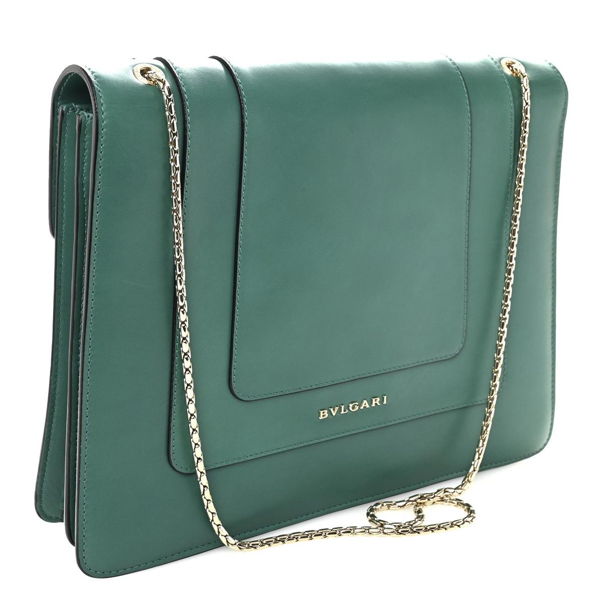 BVLGARI SERPENTI FOREVER MEDIUM SHOULDER BAG IN EMERALD GREEN CALFSKIN