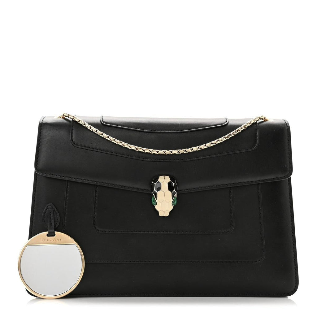 BVLGARI SERPENTI FOREVER SHOULDER BAG IN BLACK CALFSKIN