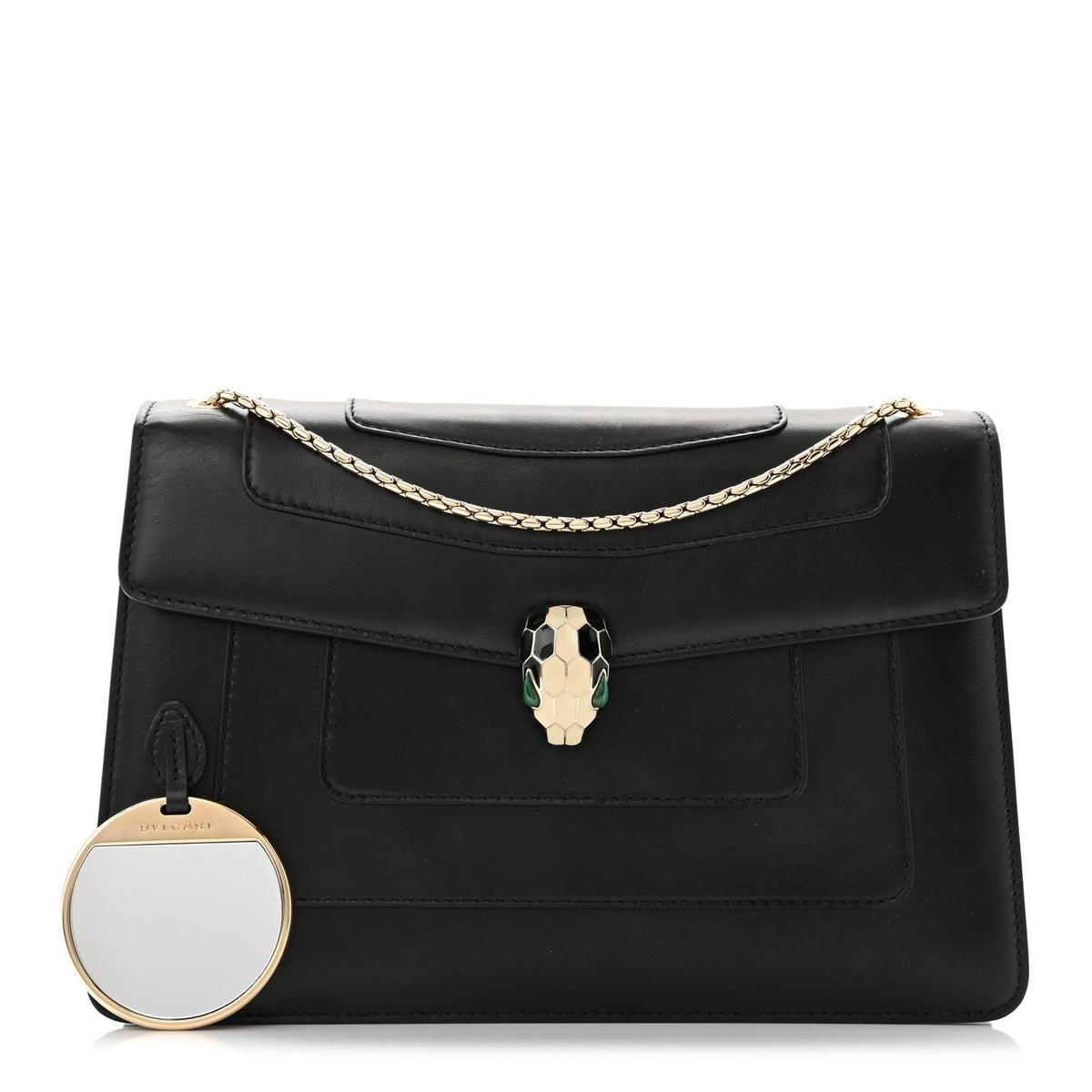 BVLGARI SERPENTI FOREVER SHOULDER BAG IN BLACK CALFSKIN