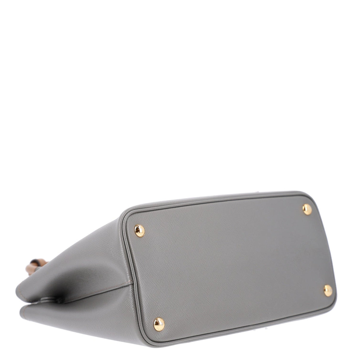 Prada Saffiano Cuir Bi-Color Double Handle Bag Marmo Caramel