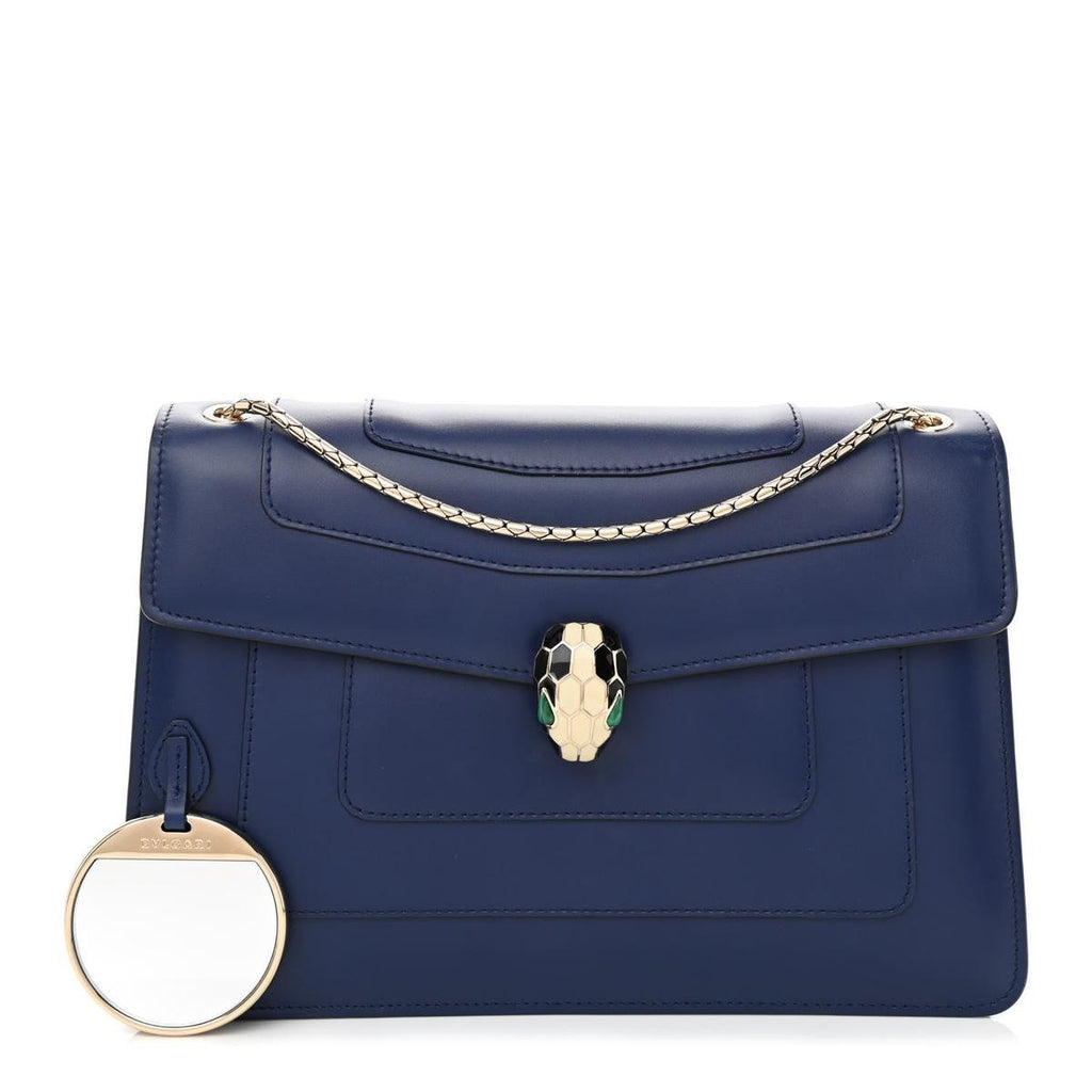 BVLGARI SERPENTI FOREVER SHOULDER BAG IN BLUE CALFSKIN