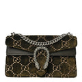 Gucci Velvet Moon Calfskin Crystal GG Monogram Small Dionysus Shoulder Bag Dark Olive Rose Gold