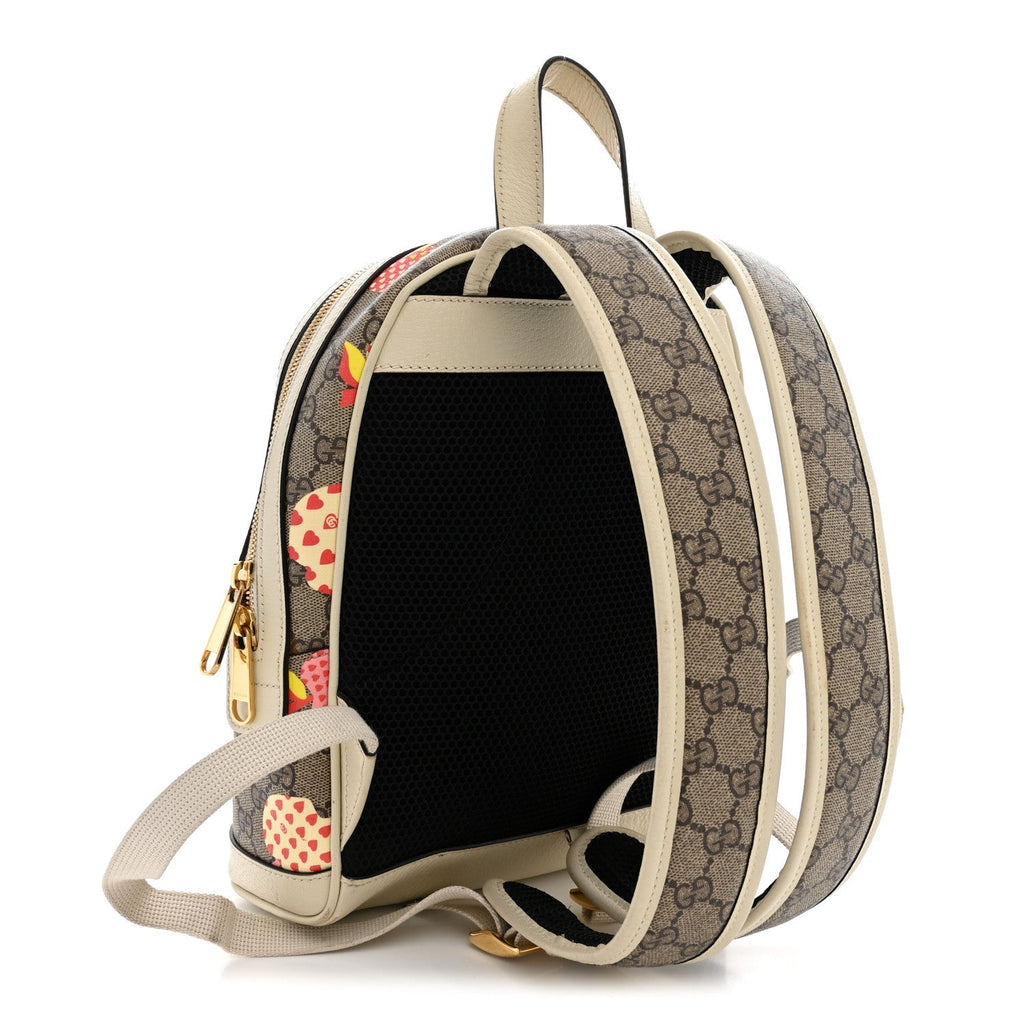 Gucci GG Supreme Monogram Les Pommes Small Retro Interlocking G Dome Backpack Beige Multicolor Mystic White