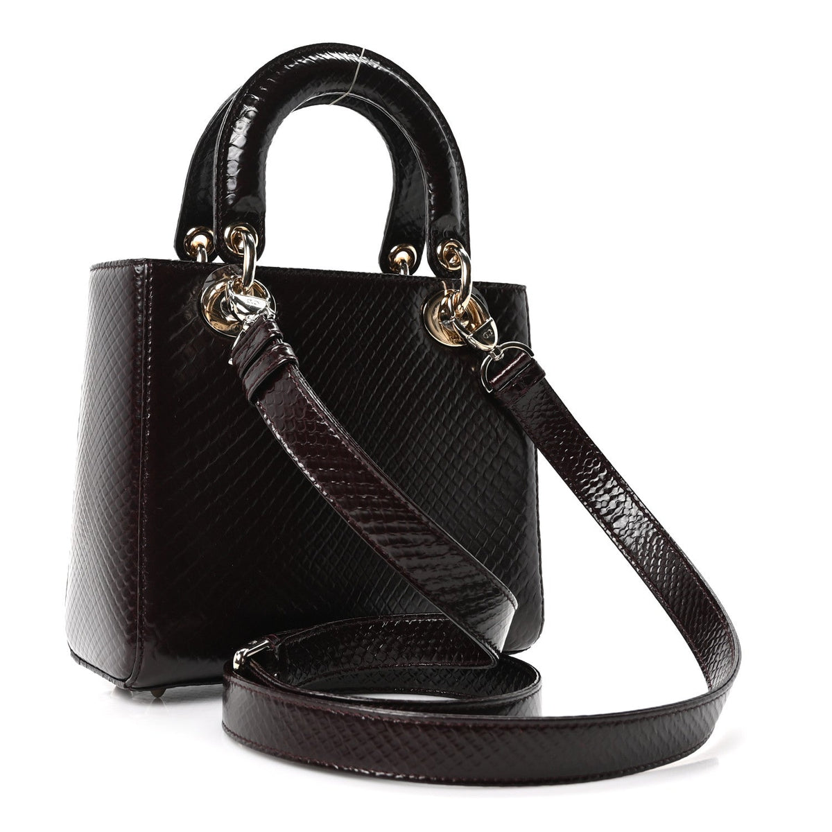 Dior Snakeskin Small Lady Dior Deep Amaranth