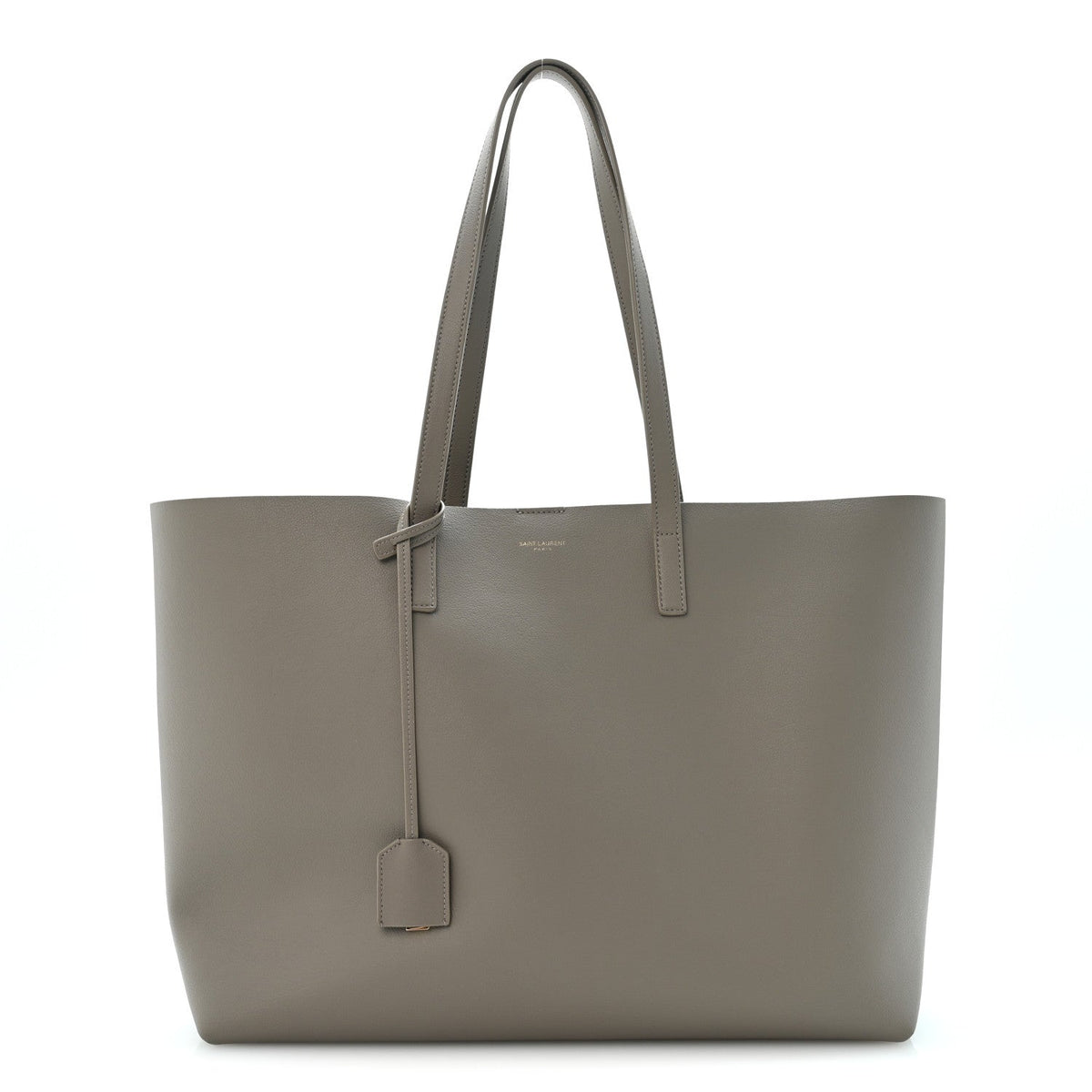 Saint Laurent Calfskin Large Shopping Tote Oyster Gray