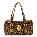 Prada Calf Hair Cavallino Giraffe Print Easy Foldover Pushlock Satchel Sabbia Moro