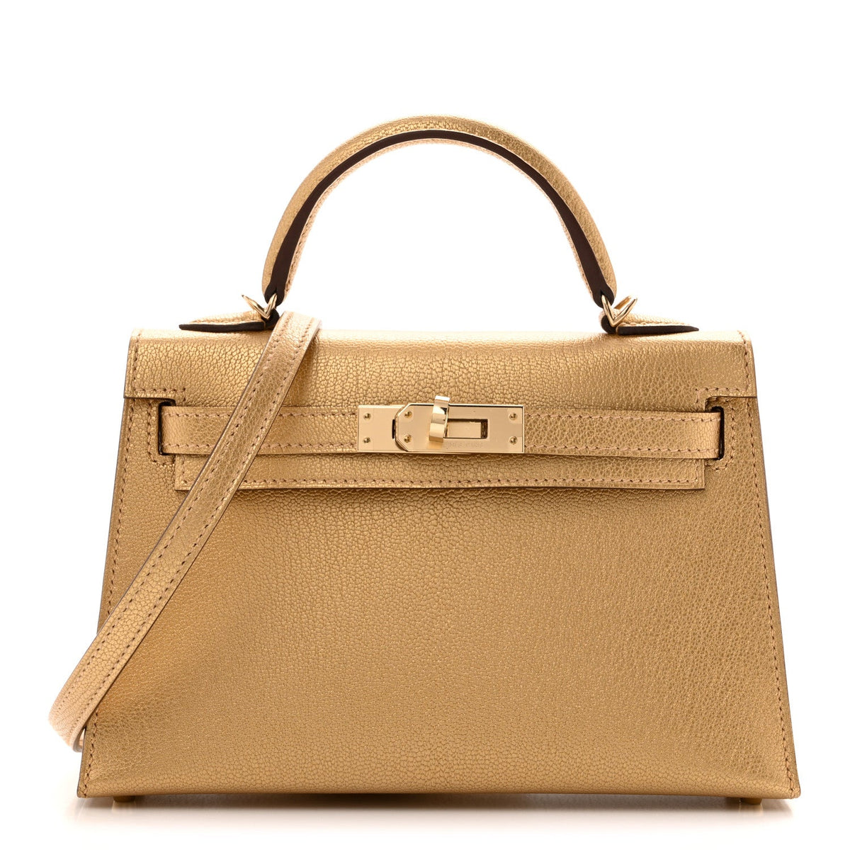 Hermès Metallic Chevre Chamkilight Mini Kelly Sellier 20 – Doré