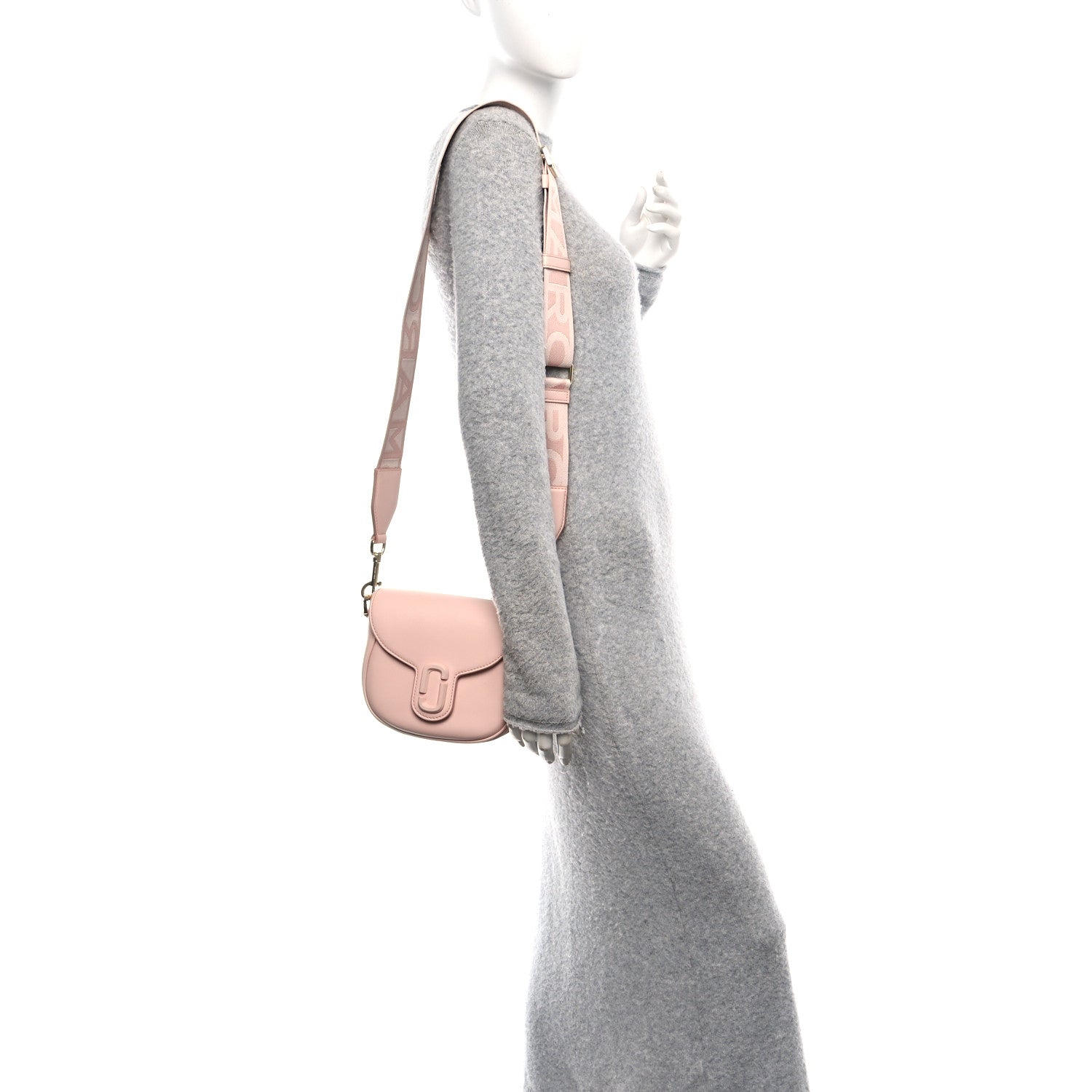 Marc Jacobs Calfskin Small The Covered J Marc Saddle Bag Rose Dust
