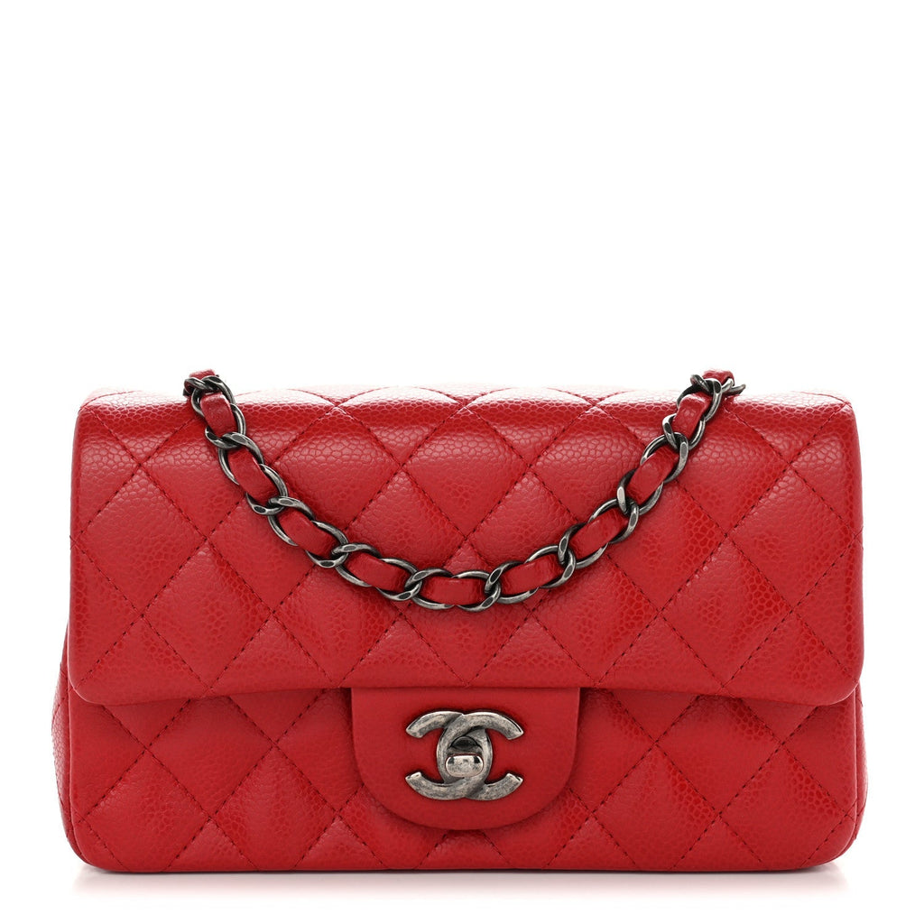 Chanel Caviar Quilted Mini Rectangular Flap Red