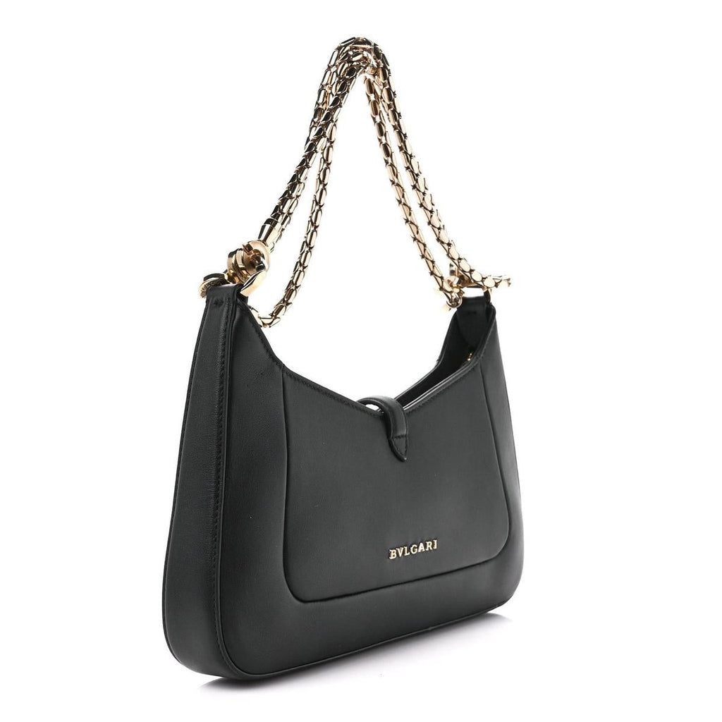 BVLGARI SERPENTI BAIA SHOULDER BAG IN BLACK CALFSKIN