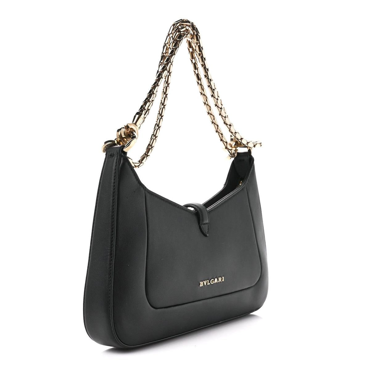 BVLGARI SERPENTI BAIA SHOULDER BAG IN BLACK CALFSKIN