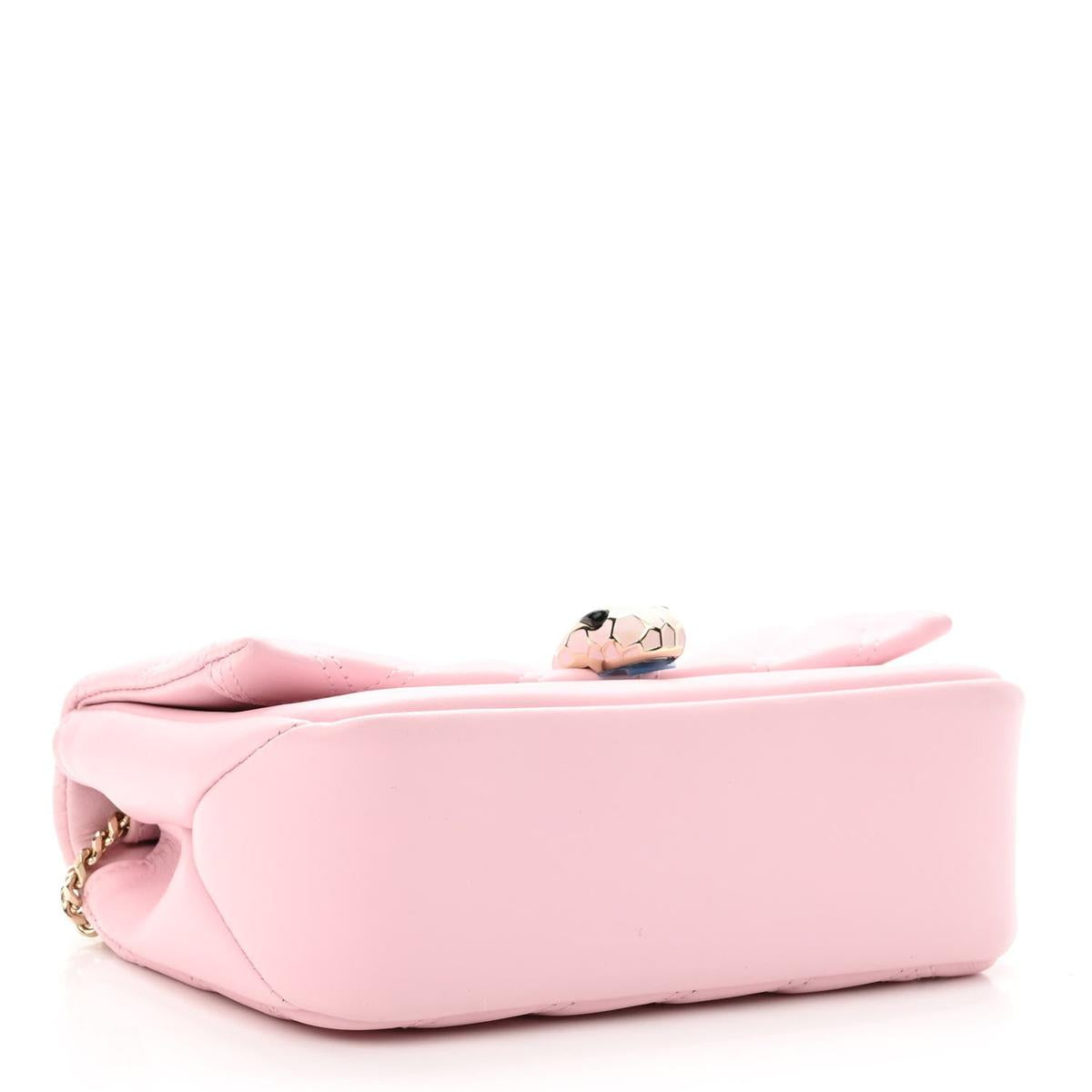 BVLGARI SERPENTI CABOCHON SHOULDER BAG IN PINK MATELASSE CALFSKIN