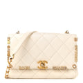 Chanel Lambskin Enamel Strass Quilted Mini Paris Monaco Flap White