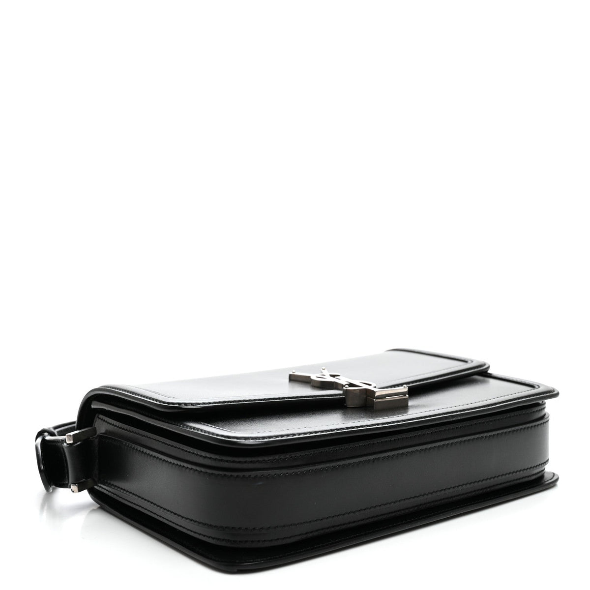 Saint Laurent Box Calfskin Monogram Medium Solferino Satchel Black