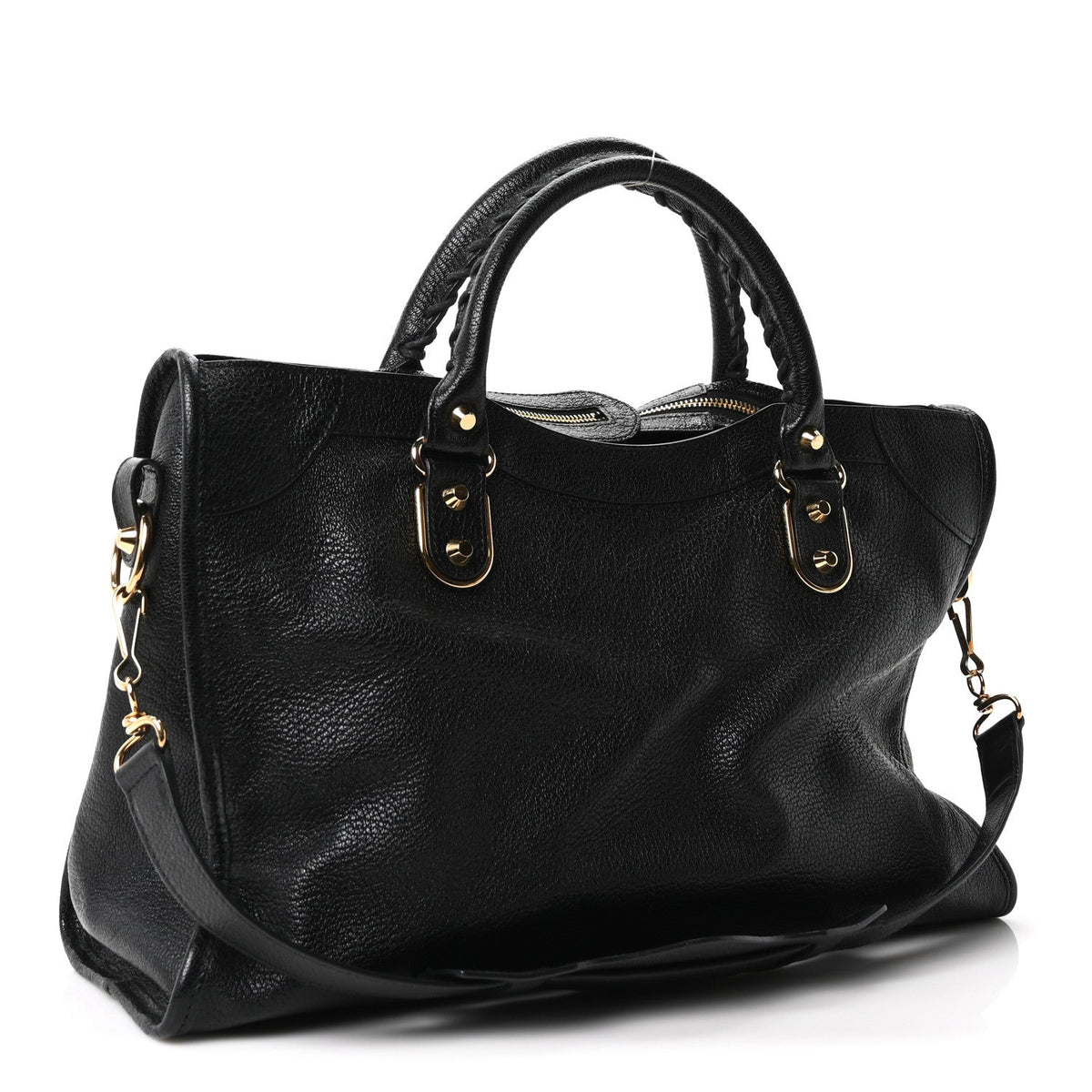 Balenciaga Chevre Gold Metallic Edge Hardware City Black