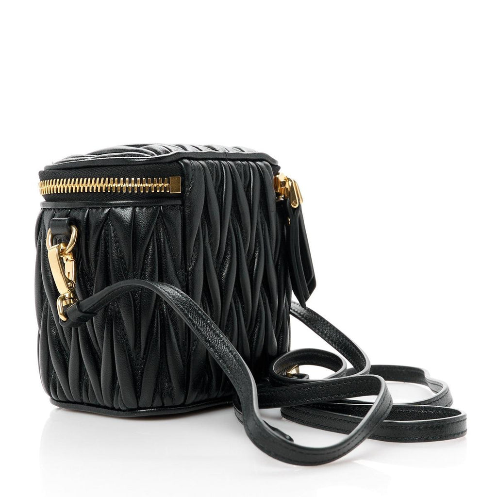 Miu Miu Nappa Matelasse Micro Vanity Case Black - Side View