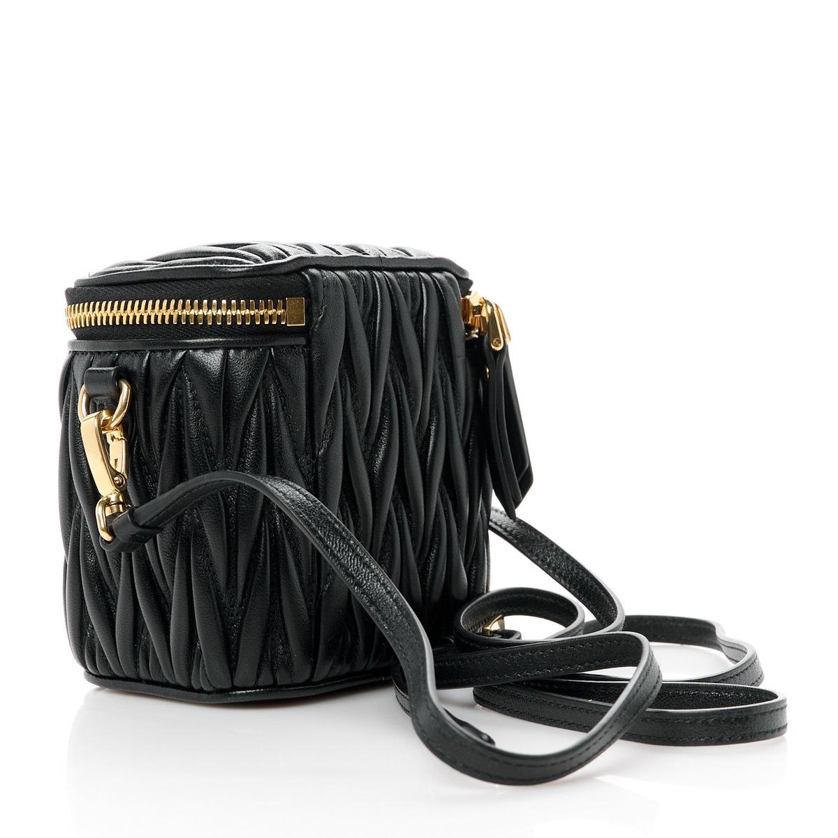 Miu Miu Nappa Matelasse Micro Vanity Case Black - Side View