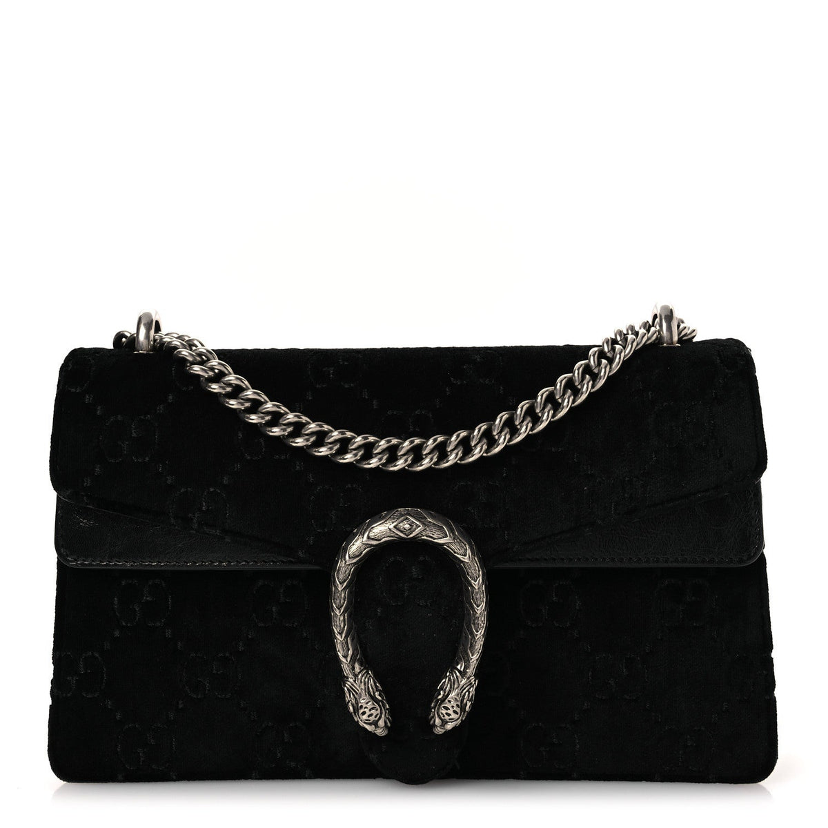 Gucci Velvet GG Monogram Small Dionysus Shoulder Bag Black