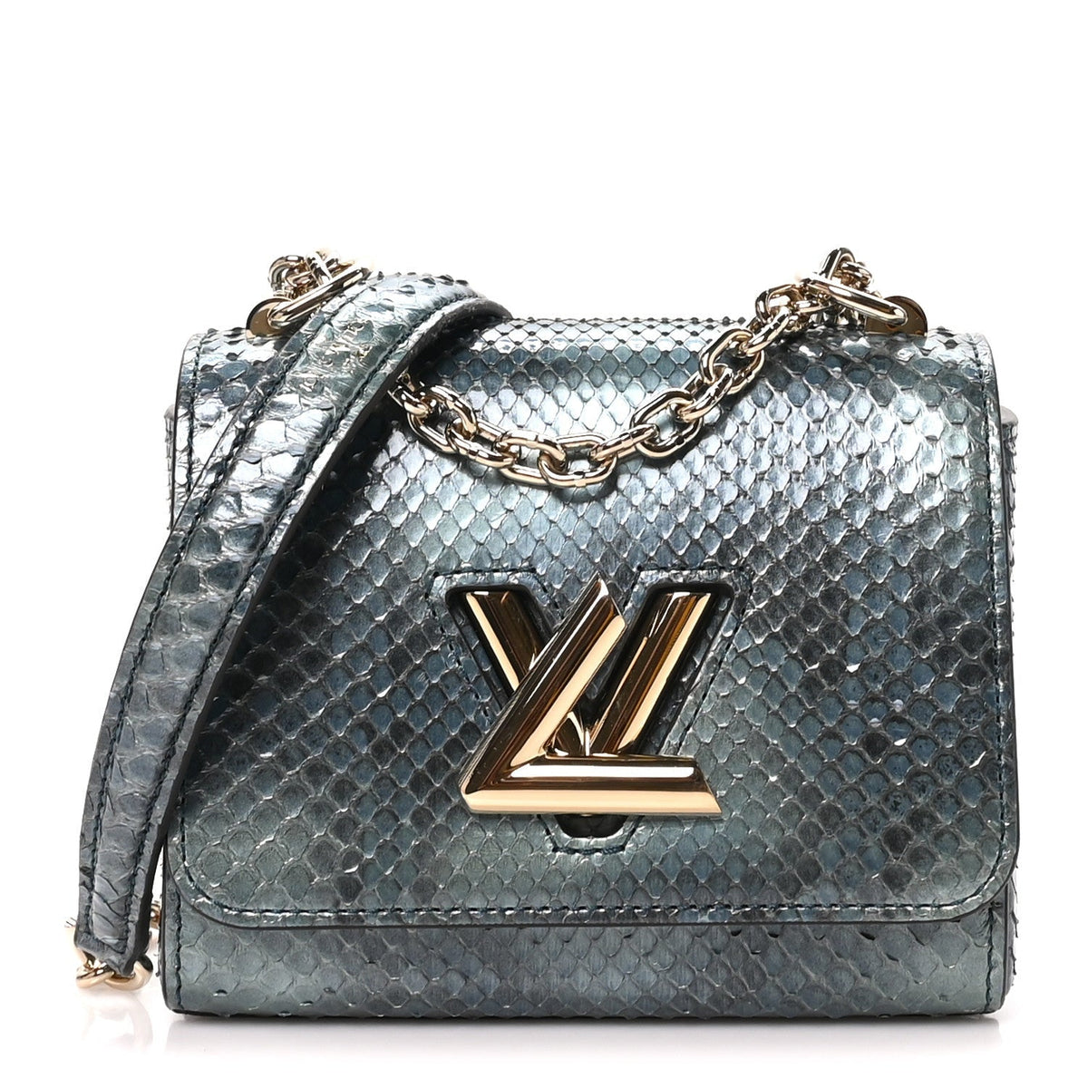 Louis Vuitton Snakeskin Twist Shoulder Bag PM Blue Multicolor