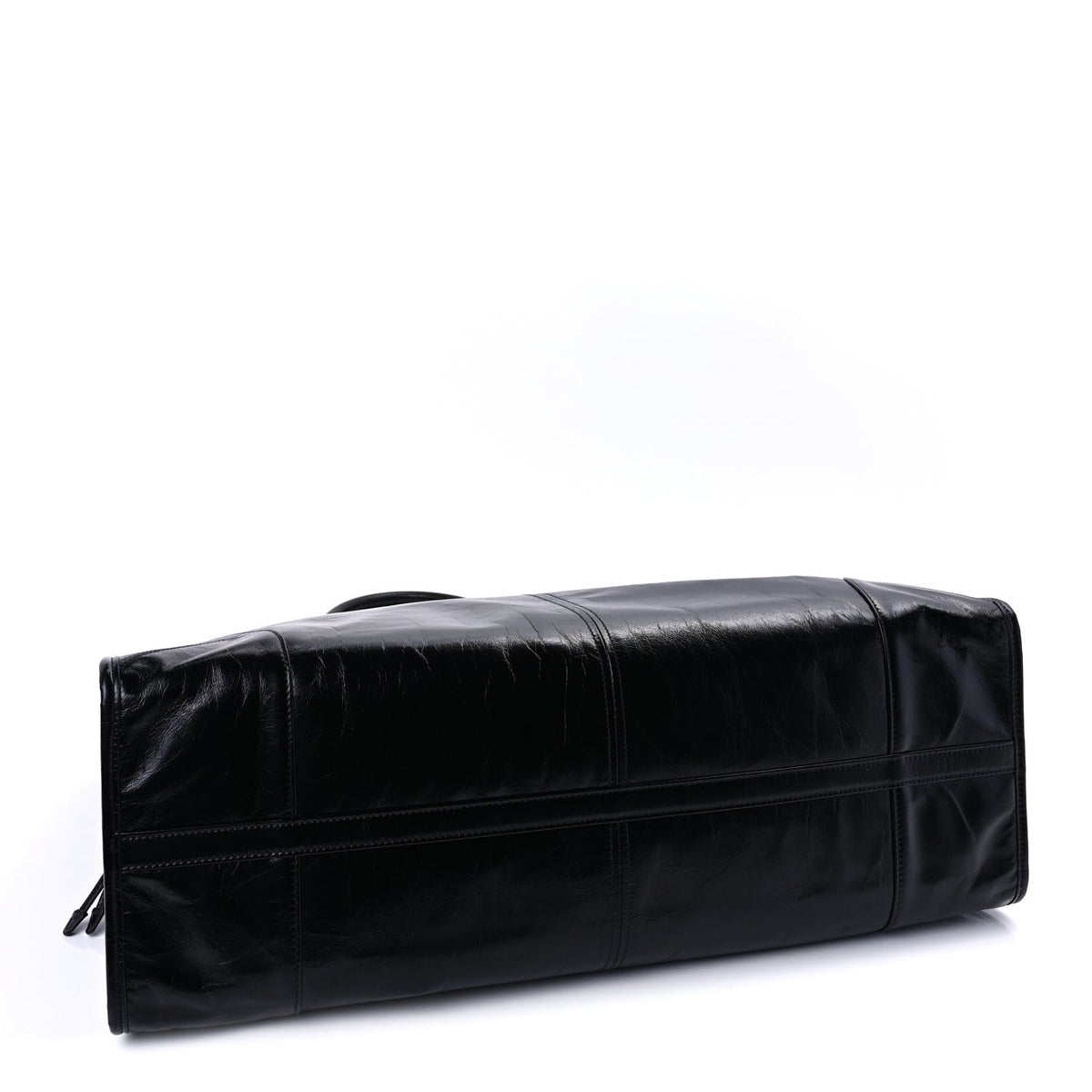 Prada Glossy Calfskin Triangle Extra Large Bonnie Shoulder Bag Black
